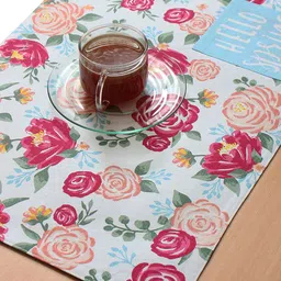 Jamio Firati Pack Of 2 Red & Blue Floral Printed Cotton Table Placemats-0