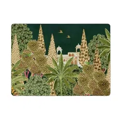 SPACE OF JOY 6 Pieces Green & Beige Printed Anti-Slip Table Placemats-36