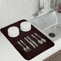 Kuber Industries Cream & Brown 2 Pieces Self Designed Rectangular Table Placemats-7