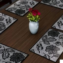 REVEXO Black & White 6 Pieces Printed Anti-Slip Table Placemats-5