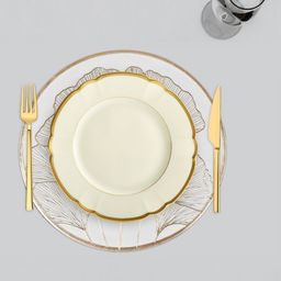 Kuber Industries Cream & Gold Toned 4 Pieces Floral Table Placemats-54