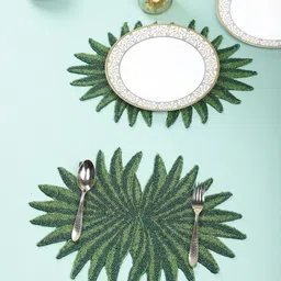 AIVIK Green 2 Pieces Ethnic Motifs Embellished Beaded Table Placemats-image-58
