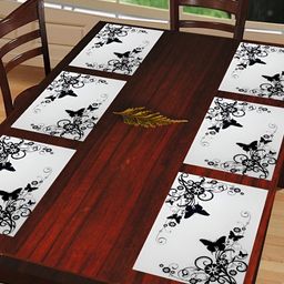 REVEXO 6 Pieces White Printed Table Placemats-52