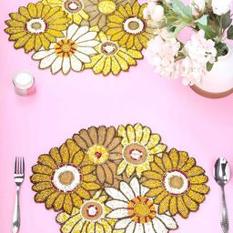 PURINA'S Yellow & White 2 Pieces Beaded Table Placemats-image-90