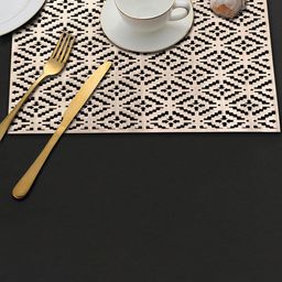 Dakshya Industries Gold Toned 2 Pieces Geometric Rectangular Table Placemats-32
