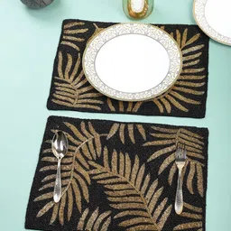 Aditya Impex Black & Brown 2 Pieces Embellished Table Placemats-picture-42
