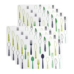 P-Plus International Green & White 8 Pieces Printed Table Placemats-picture-26