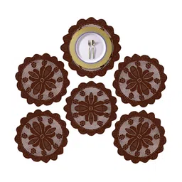 Kuber Industries Maroon 6 Pieces Ethnic Motifs Cotton Round Table Placemats-image-22