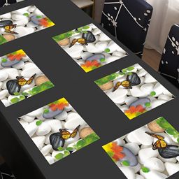 REVEXO White 6 Pieces Printed Table Placemats-13
