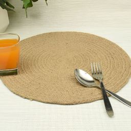 HOMADORN Brown 6 Pieces Braided  Cotton Round Reversible Table Placemats-52