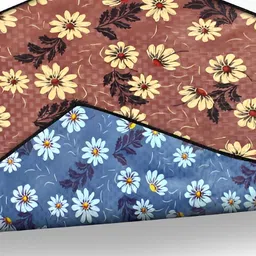 Stylista Brown & Blue Floral Printed Rectangle Floor Mat-10