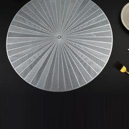 Dakshya Industries Grey 2-Pieces Striped Round Table Placemats-57