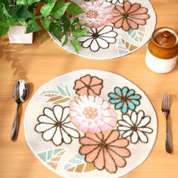 PURINA'S White & Peach 2 Pieces Beaded Table Placemats-21