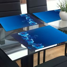 REVEXO Blue 6 Pieces Printed Rectangular Table Placemats-18