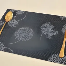 Yellow Weaves Grey & Black 4-Pcs Floral Printed Reversible Table Placemats-9