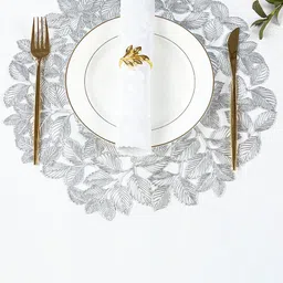 Dakshya Industries White 4 Pieces Circular Table Placemats-19