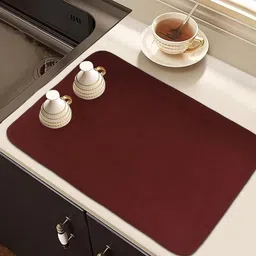 Kuber Industries Purple & Maroon 2 Pieces Rectangular Dish Dry Mats-41