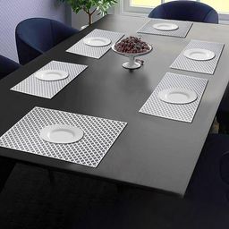 Dakshya Industries Silver-Colored 6-Pieces Textured Rectangle Table Placemats-10