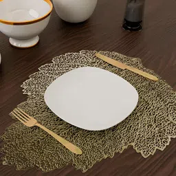 Kuber Industries 4 Pieces Beige Patta Shaped Table Placemats-39