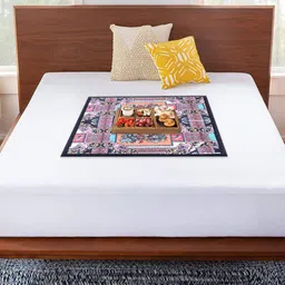 Kuber Industries Digital Flower Printed Square Laminated Bed Server-46