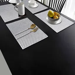 Dakshya Industries White 4 Pieces Textured Table Placemats-38
