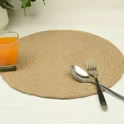 HOMADORN Brown 6 Pieces Braided Cotton Round Reversible Table Placemats-image-69