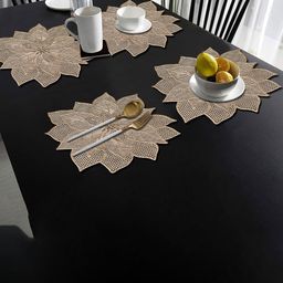 Dakshya Industries Gold-Toned 4-Pieces Flower Shape Table Placemats-25