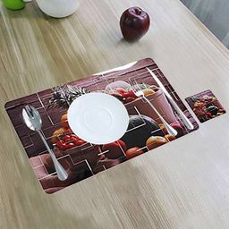 Dakshya Industries Brown & Yellow 6 Pieces Printed Rectangular Table Placemats-9