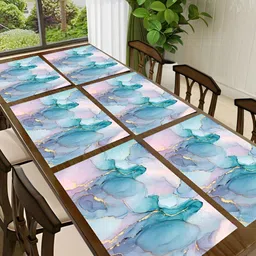 REVEXO Blue 6 Pieces Printed Table Placemats-11