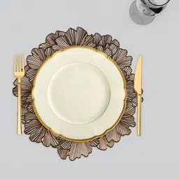 Kuber Industries Brown 6 Pieces Leather Round Table Placemats-43