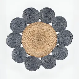 GRHAMOY 2 Pieces Grey & Brown Braided Floral Table Placemats-41