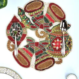 Aditya Impex Brown & Red Ethnic Motifs Embellished Table Placemat-picture-42