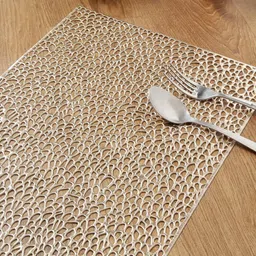 Dakshya Industries Gold Toned 6 Pieces Geometric Rectangle Table Placemats-32