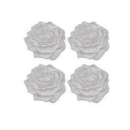 Dakshya Industries 4 Pcs Grey Floral Textured Table Placemats-38