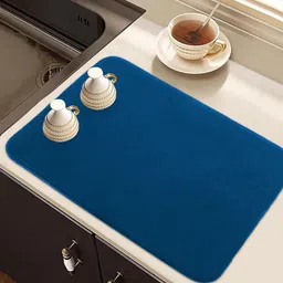Kuber Industries Blue & Brown 2 Pieces Kitchen Self Dry Dish Microfiber Table Placemats-12