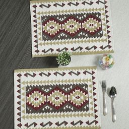 Soumya Maroon & White 6 Pieces Printed Cotton Reversible Table Placemats-6