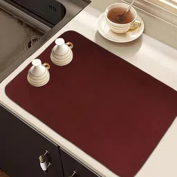 Kuber Industries 2 Pcs Maroon Rectangle Dish Drying Placemats-55