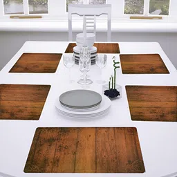 URBANFIX Brown 6 Pieces Heat Resistant Anti Skid Table Placemats-52