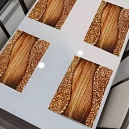REVEXO Brown 4 Pieces Printed Anti-Slip Table Placemats-1