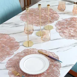 Dakshya Industries Copper Toned 4 Pieces Floral Table Placemats-24