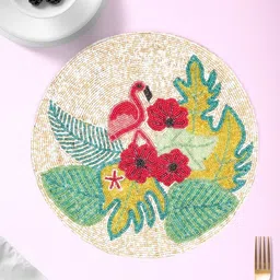 Aditya Impex Cream & Green Beaded Table Placemats-picture-19