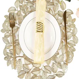 Dakshya Industries Yellow 4 Pieces Round Kitchen Table Placemats-42