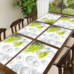 REVEXO Grey & Green 6 Pieces Printed Rectangular Table Placemats-4