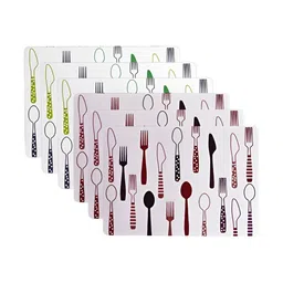 P-Plus International White & Red 6 Pieces Printed Rectangular Table Placemats-16