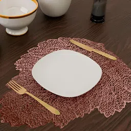 Kuber Industries 4 Pieces Copper Leather Table Placemats-17