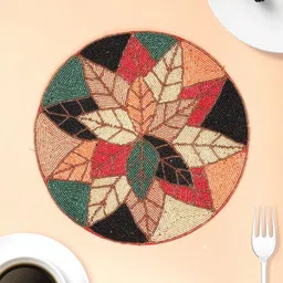Aditya Impex Brown & Green Embellished Table Placemat-picture-0