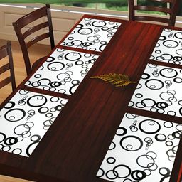 REVEXO White & Black 6 Pieces Printed Heat Resistant Table Placemats-10