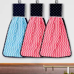 Kuber Industries Pack of 3 Chevron Printed Hanging Hand Towels-7