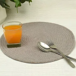 HOMADORN Grey 6 Pieces Braided  Cotton Round Reversible Table Placemats-29