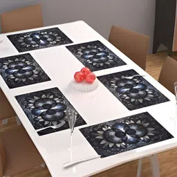 REVEXO Black 6 Pieces Floral Printed Table Placemats-17